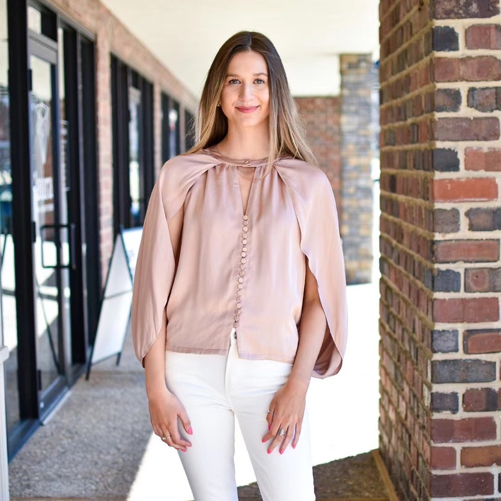 NWT Jonathan Simkhai Audrey Satin Button-Up Blouse Size S
